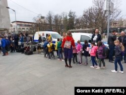 Djeca iz vrtića na manifestaciji Dana policije u Banjoj Luci, 30. marta 2022.