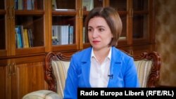 Președinta Maia Sandu, stop cadru din interviul acordat Europei Libere pe 1 aprilie 2022.