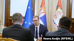 Predsednik Srbije Aleksandar Vučić tokom prvog dana konsultacija o novoj Vladi, 14. jul 2022.