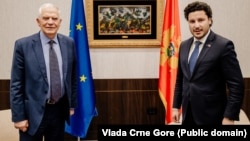 EU foreign policy chief Josep Borrell (left) and Montenegrin Prime Minister Dritan Abazovic in Podgorica in July.