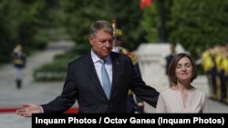 Președinta Maia Sandu și președintele României Klaus Iohannis, București, 29 iulie 2022.