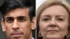 Balról Rishi Sunak volt pénzügyminiszter és Liz Truss külügyminiszter