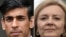 Balról Rishi Sunak volt pénzügyminiszter és Liz Truss külügyminiszter