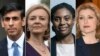 De la stânga la dreapta, cei patru candidați rămași în ultimele două runde de vot din Parlamentul britanic: Rishi Sunak, Liz Truss, Kemi Badenoch și Penny Mordaunt.