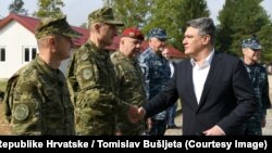 Predsjednik Hrvatske Zoran Milanović na svječanom ispraćaju pripadnika Oružanih snaga Hrvatske u NATO misiju u Mađarsku, 27. srpanj 2022.