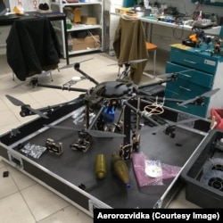 An R18 drone with munitions.
