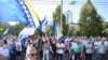 Bosnia and Herzegovina -- Protest in front of the Office of the High Representative (OHR) in Bosnia and Herzegovina regarding the issue of new decisions to be approved by its head Christian Schmidt, in Sarajevo, July 25, 2022.
