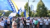 Bosnia and Herzegovina -- Protest in front of the Office of the High Representative (OHR) in Bosnia and Herzegovina regarding the issue of new decisions to be approved by its head Christian Schmidt, in Sarajevo, July 25, 2022.