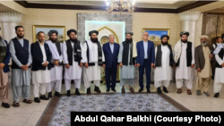 اعضای هیئت طالبان به رهبری امیرخان متقی سرپرست وزارت خارجه حکومت طالبان در تاشکند
