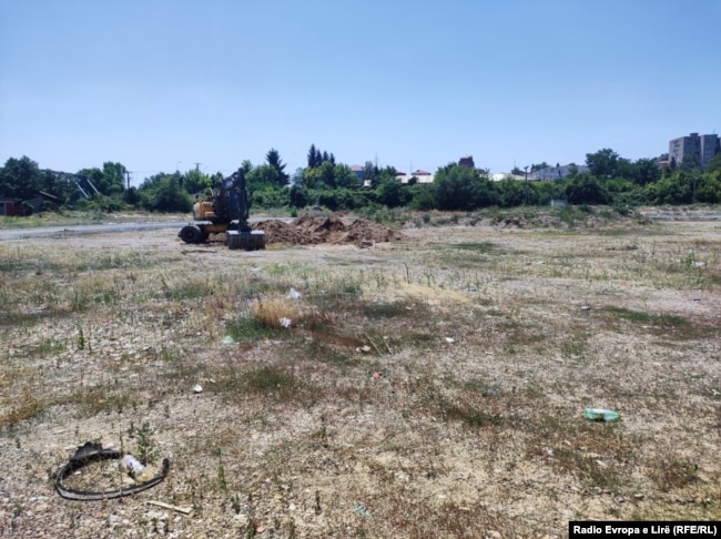 The football stadium construction site in northern Mitrovica earlier this month showed no evidence of activity.