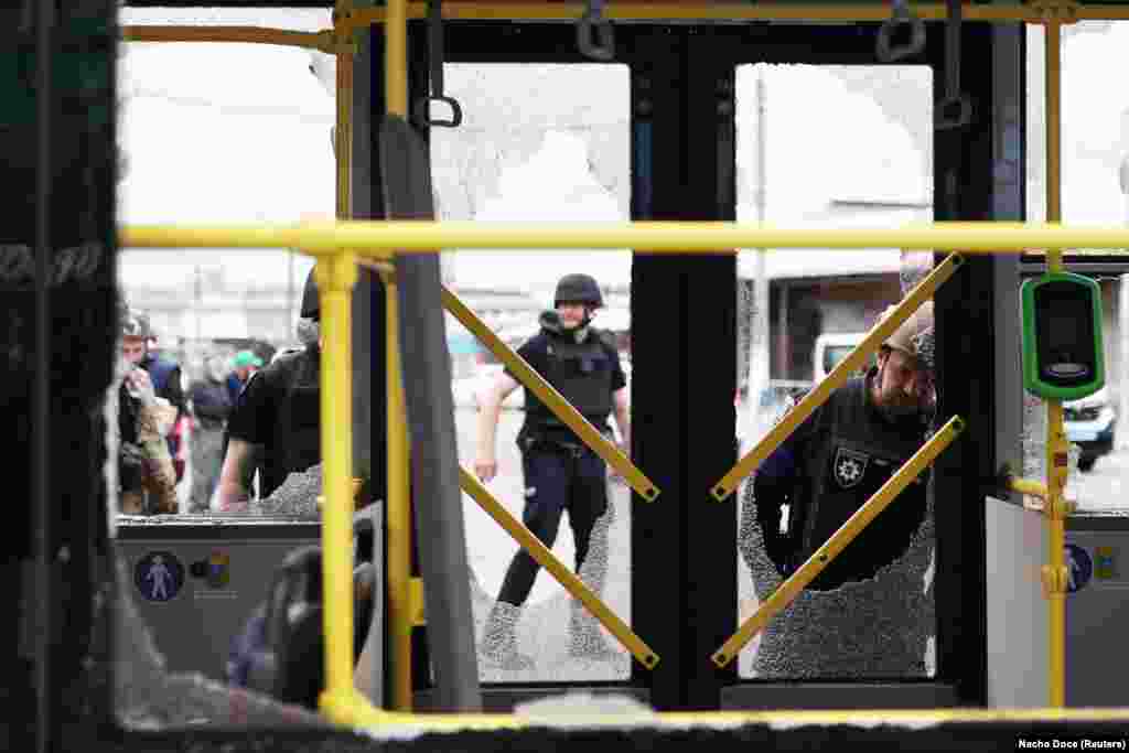 Russian troops shelled Kharkiv&#39;s public transportation stops for the second day in a row, killing and injuring civilians and causing widespread damage to public infrastructure.