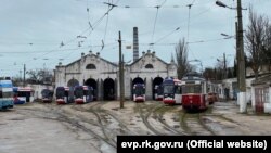 Трамвайное депо в Евпатории, февраль 2022 года