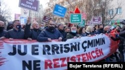 Pamje nga protesta e 29 janarit në Prishtinë.