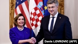 Predsjedavajuća Zastupničkog doma američkog Kongresa Nancy Pelosi sa premijerom Hrvatske Andrejem Plenkovićem u Zagrebu 24. oktobar 2022. 