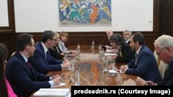 Fotoarhiv: Predsednik Srbije Aleksandar Vučić na sastanku sa ambasadorima zemalja Kvinte u Beogradu, oktobar 2022.