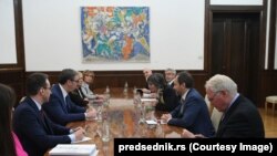 Fotoarhiv: Predsednik Srbije Aleksandar Vučić na sastanku sa ambasadorima zemalja Kvinte u Beogradu, oktobar 2022. 