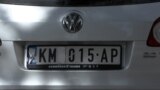 Northern Mitrovica, Kosovo -- Illegal Serbian acronym plates on a car in Kosovo