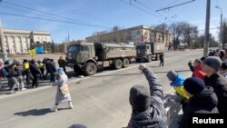 Протест жителей Херсона против российской оккупации, 20 марта 2022 года