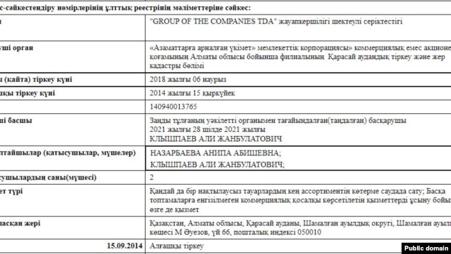 Информация о учредителях и руководстве компании Group Of The Companies на портале электронного правительства.