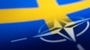 Logo e NATO-s dhe ngjyrat e flamurit të Suedisë. Fotografi ilustruese nga arkivi. 