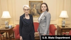 Svyatlana Tsikhanouskaya meets U.S. Deputy Secretary of State Wendy Sherman in Washington