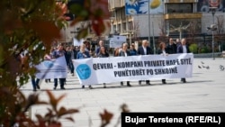 Protesta e punëtorëve të sektorit privat në Kosovë më 1 maj 2022.