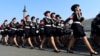 RUSSIA -- Russian servicewomen march during a Victory Day parade rehearsal