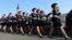 RUSSIA -- Russian servicewomen march during a Victory Day parade rehearsal