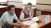Reprezentanta Partidului Comuniștilor (PCRM), Diana Caraman, în fața membrilor CEC, solicitând includerea formațiunii în „Blocul Patriotic al socialiștilor, inima și viitorul Moldovei”. 