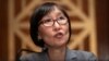 Saule Omarova testifies before the Senate Banking Committee on Capitol Hill in Washington on November 18.
