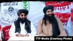 TTP chief Noor Wali Mehsud (left) with another movement leader at an undisclosed location.