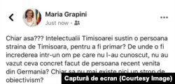 Postare xenofobă a Mariei Grapini, europarlamentar