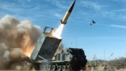 U.S.-made Army Tactical Missile System (ATACMS) being launched, one of the latest weapons systems provided to Ukraine by Washington.