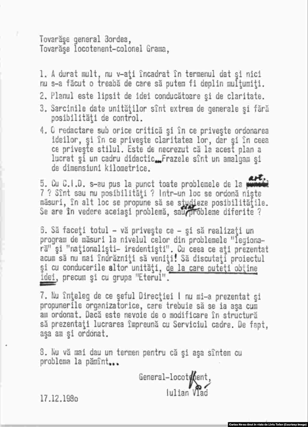 Într-o notă despre cum se organiza securitatea în privința Europei Libere, Iulian Vlad (șef al Departamentului Securității Statului între&nbsp;octombrie 1987 și ianuarie 1990) se arăta nemulțumit de lipsa de profesionalism a celor care aveau ca misiune urmărirea redactorilor de la Munchen.&nbsp;