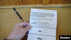 Listić za glasanje na referendumu o zajedničkoj politici Danske sa EU. 