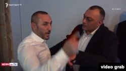 Armenia - Vartenis Mayor Aram Melkonian tries to block the first session of the new local council controlled by opposition groups, December 30, 2021.