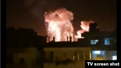 تصویری از صحنه انفجار در بندر لاذقیه بر اثر حمله موشکی