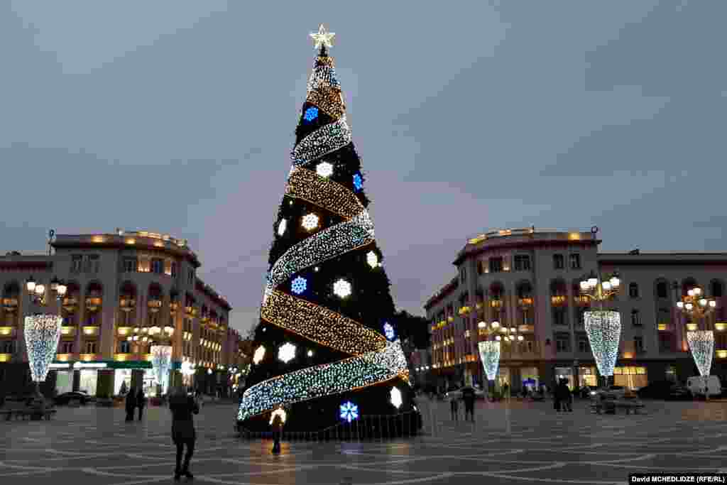 Georgia - New year tree. Christmas tree in Rustavi. 