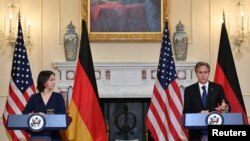 German Foreign Minister Annalena Baerbock (left) meets with U.S. Secretary of State Antony Blinken at the State Department.