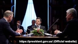 Участники "Люблинского треугольника" – президенты Украины, Польши и Литвы, 20 декабря 2021 года, Ивано-Франковская область