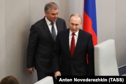 Спикер Госдумы Вячеслав Володин и Владимир Путин