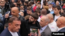 Armenia - Former President Robert Kocharian campaigns in Yerevan's Erebuni district, May 24, 2026.