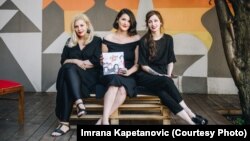 Sarajevo--Authors of the book #ZeneBiH from left to right, Masha Durkalic, Hatidza Gusic, Amila Hrustic Batovanja. March 8, 2019. Photo by Imrana Kapetanovic. 