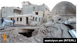 Syria - The destroyed Armenian Church of Forty Martyrs in Aleppo.