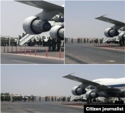 هواپیمای بوئینگ نیروی هوایی ارتش در حال انتقال نیروی ضد شورش به خوزستان برای برخورد با معترضان