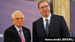 Visoki predstavnik Evropske unije za spoljnu politiku i bezbednost Žozep Borelj i predsednik Srbije Aleksandar Vučić