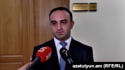 Armenia- Deputy Minister of Justice Tigran Dadunts speaks to journalists, Yerevan, February 26, 2026.