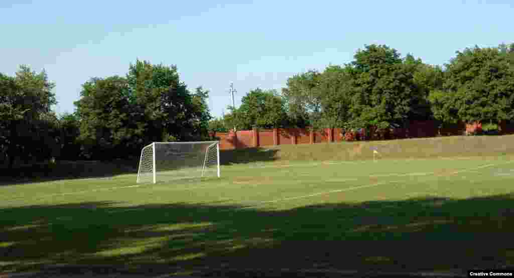 Novhorodske&rsquo;s sports stadium photographed on a summer day. &nbsp; But despite hardships in the town, a lively Facebook page run by Novhorodske&rsquo;s local council shows an energized civil society. &nbsp;