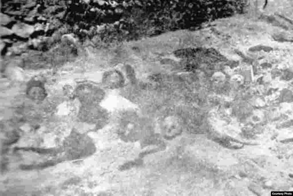 Skeletons of Armenian women and children in the alley of St.Karapet monastery in Mush