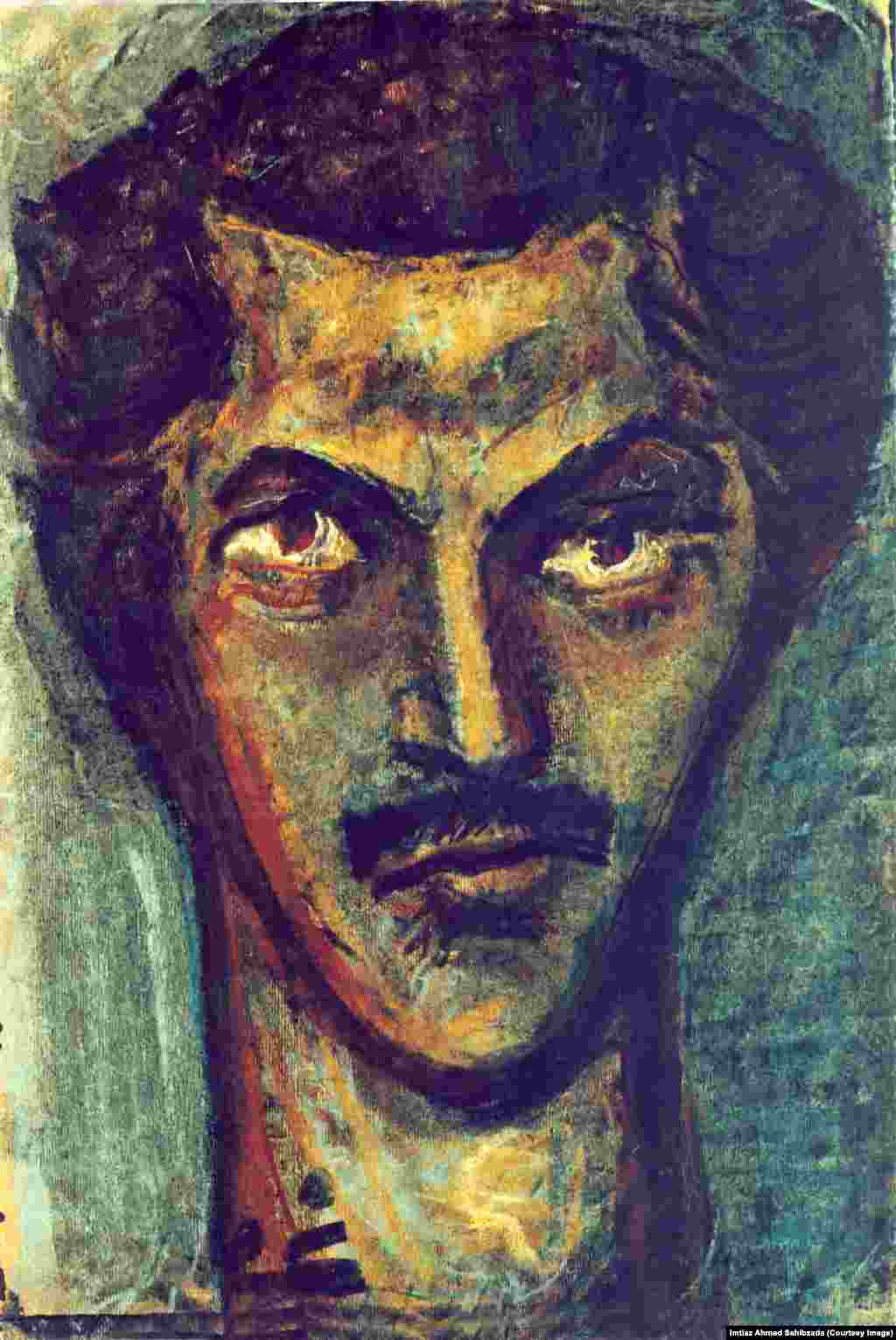 A portrait of Sahibzada Farooq, a close friend of Khan’s.